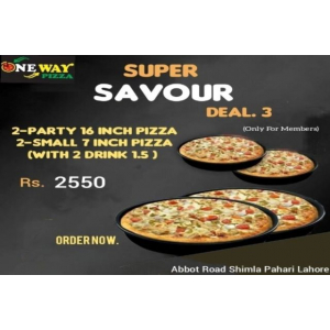 2 Party 16-inch Pizza 
2 Small 7-inch Pizza
2 1.5 Ltr Drink