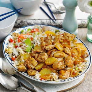Fried Rice with Sweet and Sour Chicken